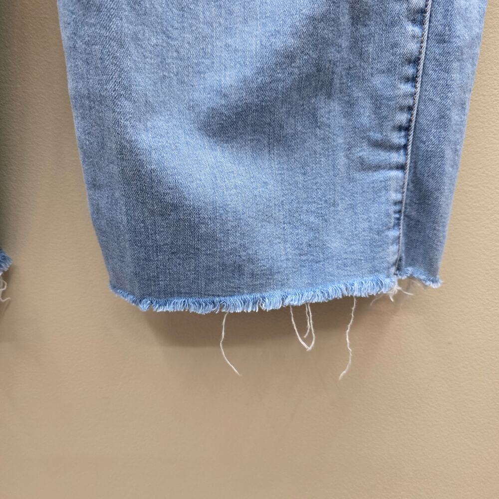 American Eagle Low Rise Baggy Wide Leg Jeans SZ 2 Raw Hem Blue Grunge Y2K Skater - Picture 3 of 6